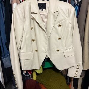 Women's Cream Blazer with Gold Buttons
